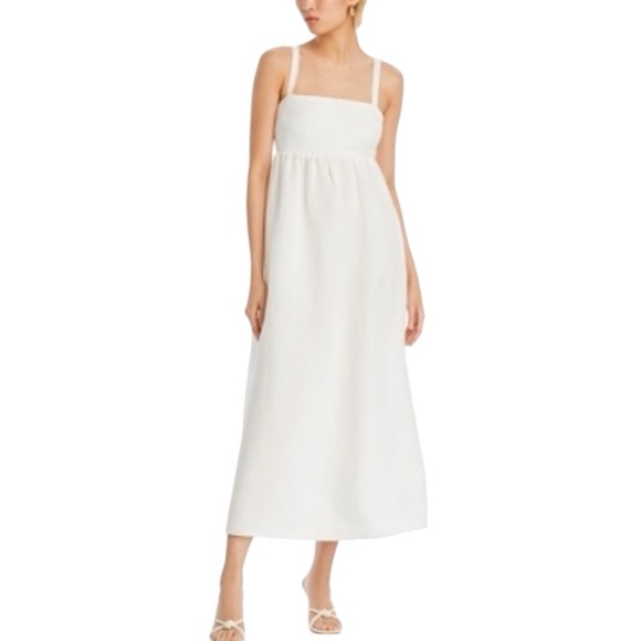 L'AGENCE White Maxi Dress L'Agence Jessamy Empire Waist MIDI Dress - Picture 1 of 8